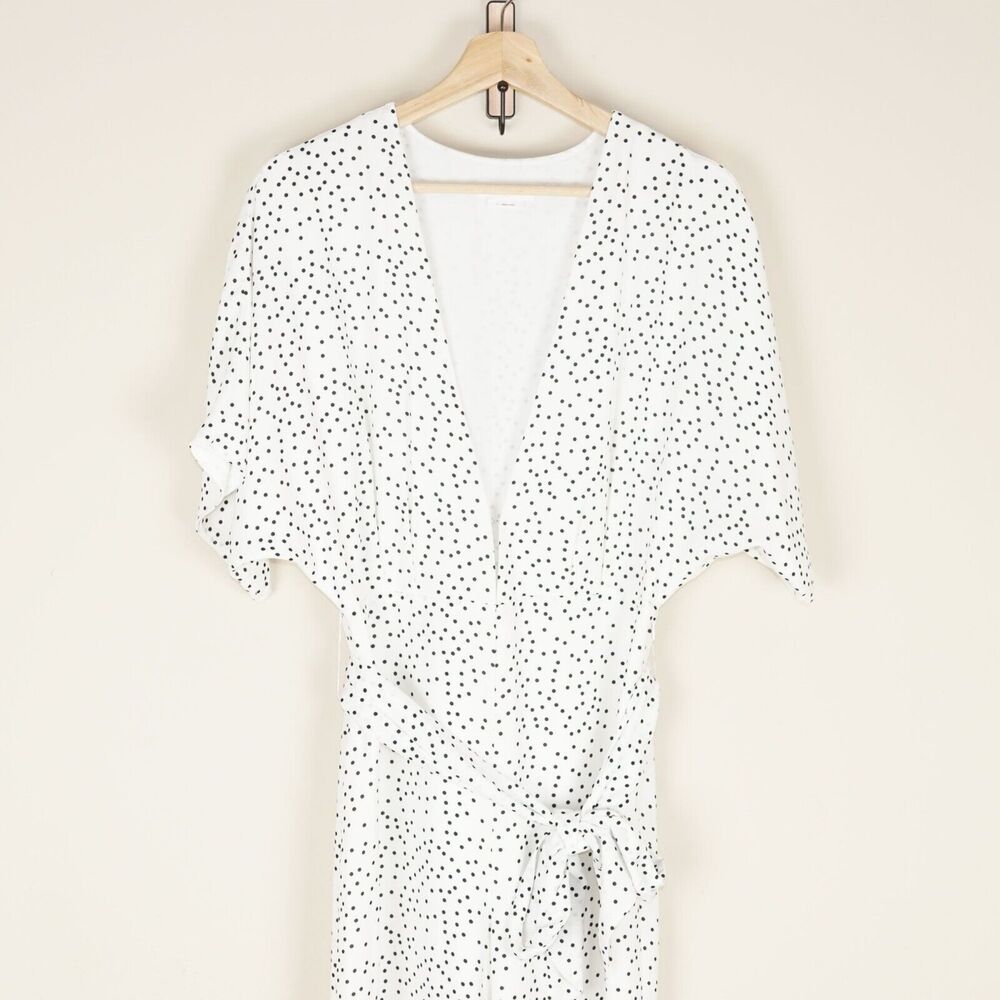 Lovers and Friends Jackson White Deep V Polka Dot Tie Waist Jumpsuit Womsn Sz S